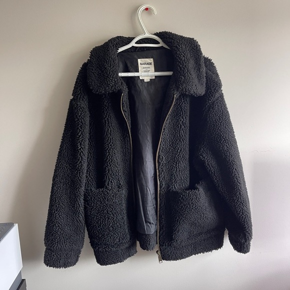 Garage Black Sherpa Teddy Jacket Size Small - Picture 1 of 4